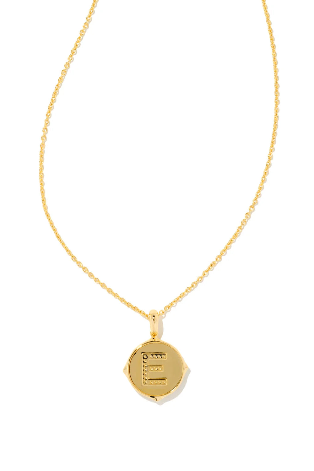 Kendra Scott: Letter E Gold Disk Pendant Necklace - Iridescent Abalone | Makk Fashions