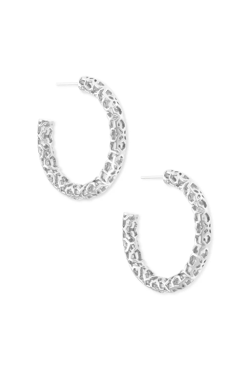 Kendra Scott: Maggie Small Hoop Earrings - Silver Filigree | Makk Fashions