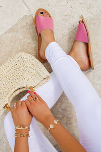 Matisse: Cabana Leather Slide Sandal - Bubblegum | Makk Fashions