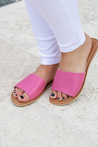 Matisse: Cabana Leather Slide Sandal - Bubblegum | Makk Fashions