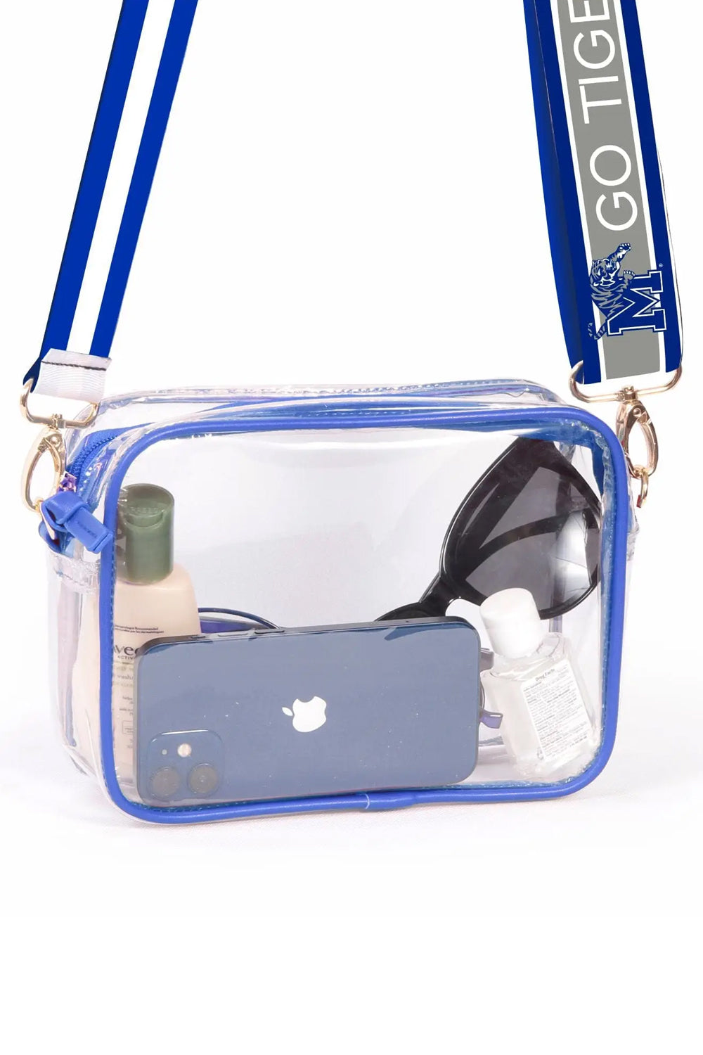 Memphis Clear Reversible Strap Purse - Blue | Makk Fashions