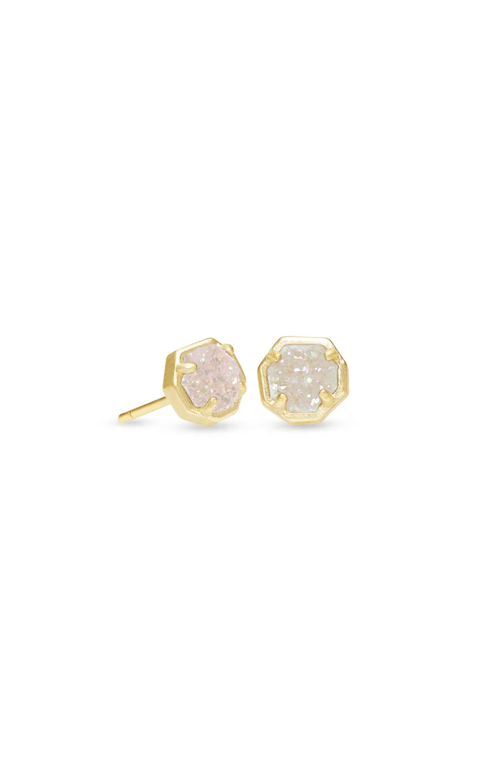 Kendra Scott: Nola Gold Stud Earrings - Iridescent Drusy | Makk Fashions
