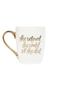 She Believed She Could Gold Coffee Mug | Makk Fashions