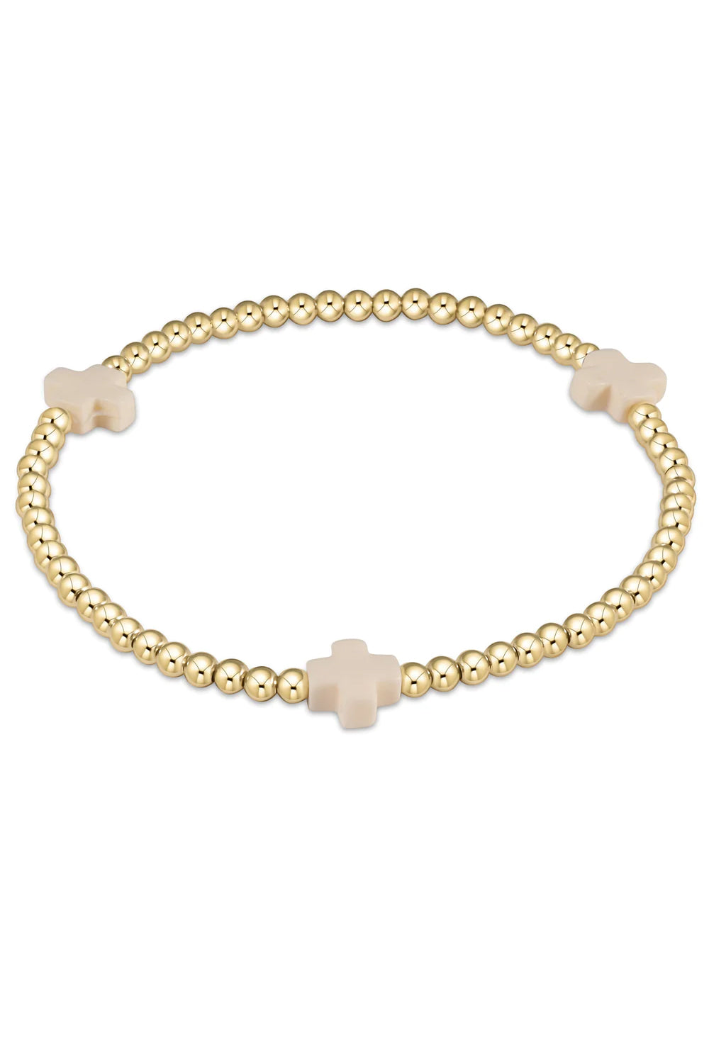 enewton: Signature Cross 3mm Gold Bracelet - Off White | Makk Fashions