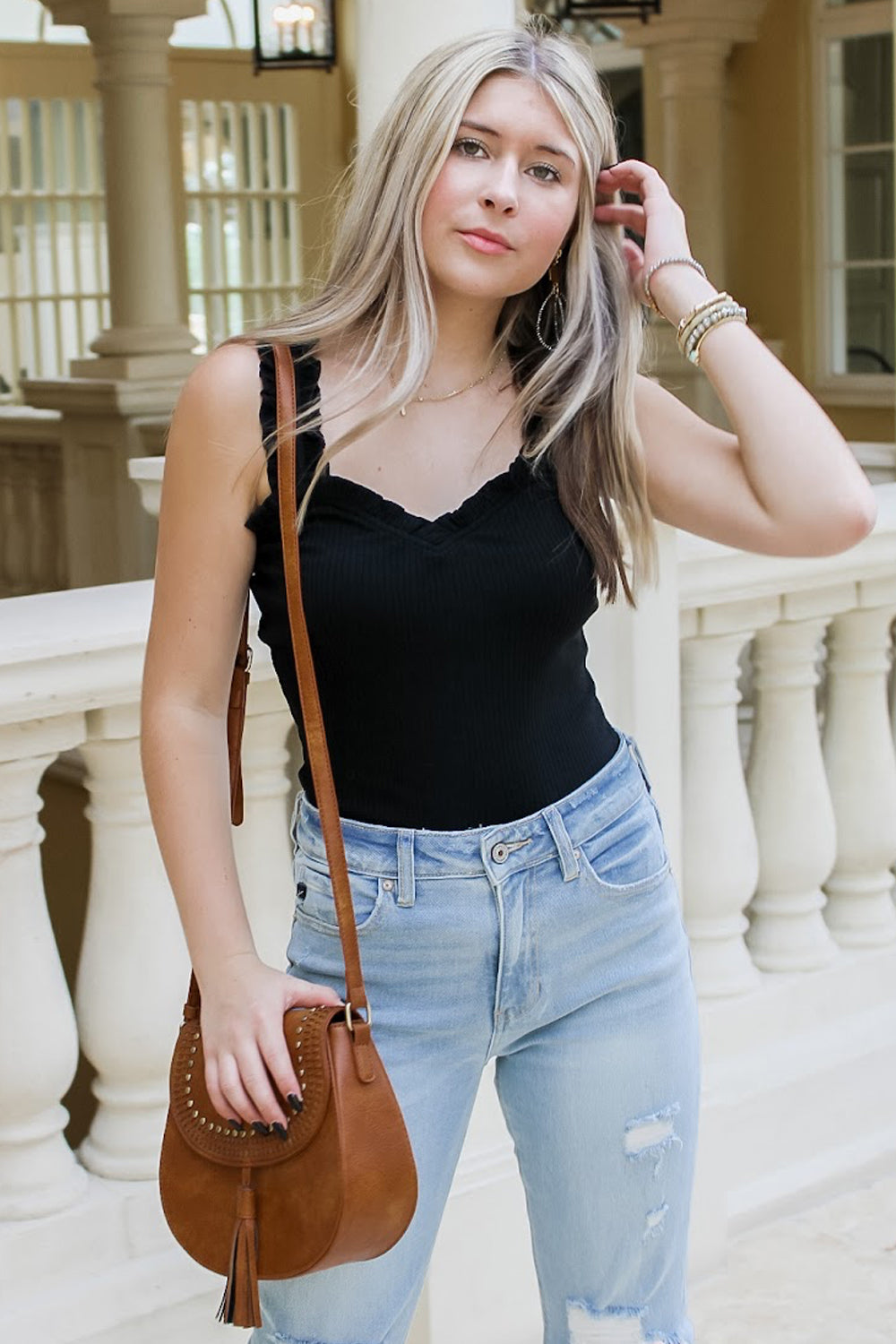 White bodysuit black outlet jeans