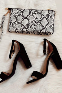 The Selena Open Toe Suede Heel - Black