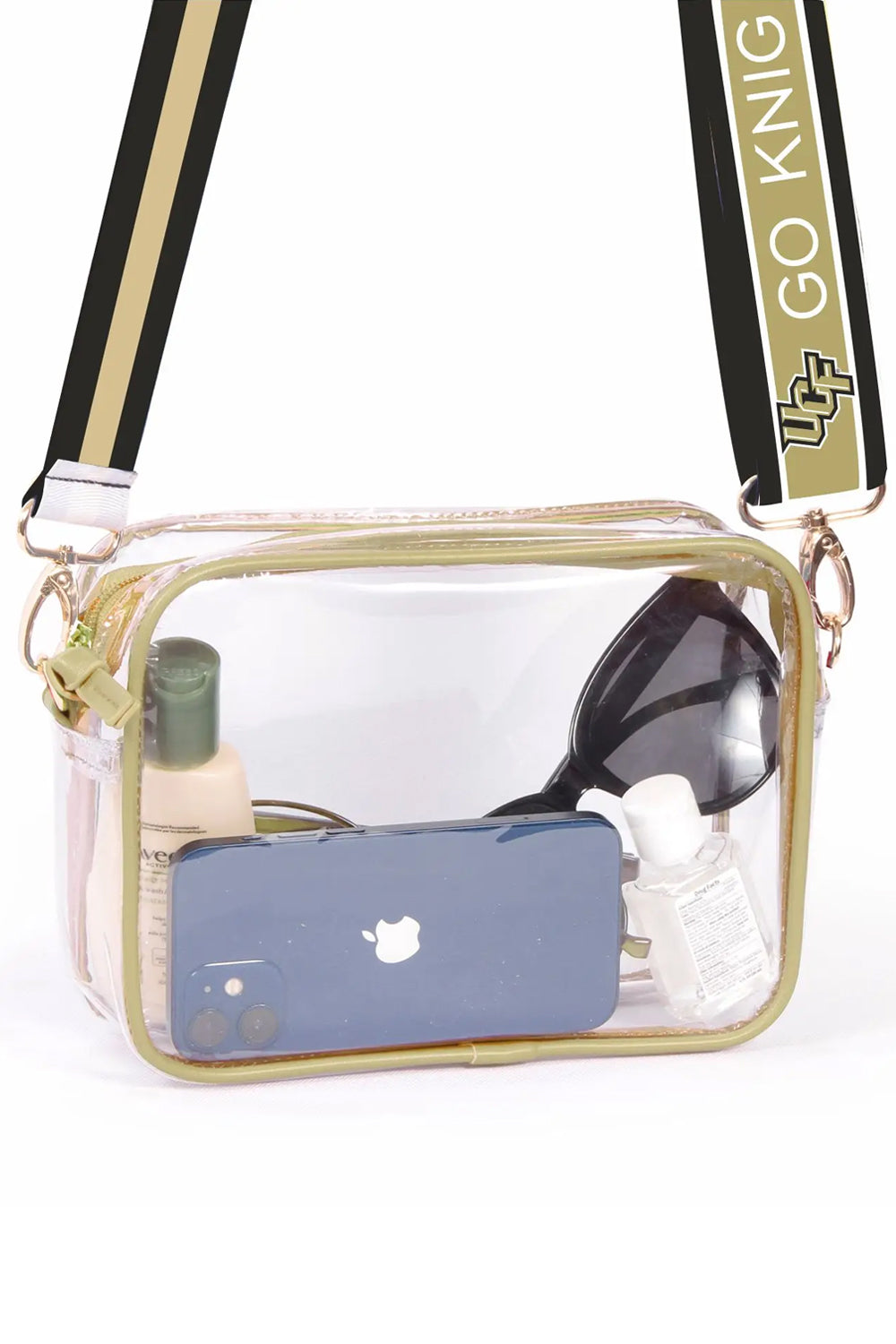 UCF Clear Reversible Strap Purse - Gold | Makk Fashions