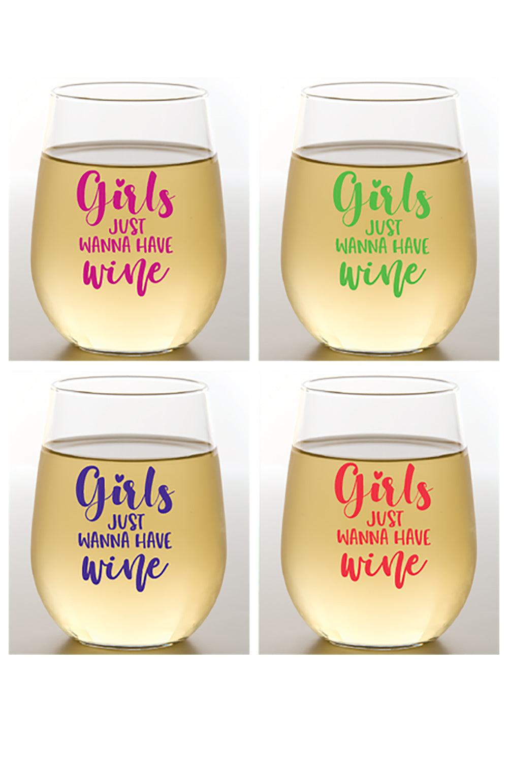 Winey Girls Shatterproof Designer Wine Glasses - 4PK