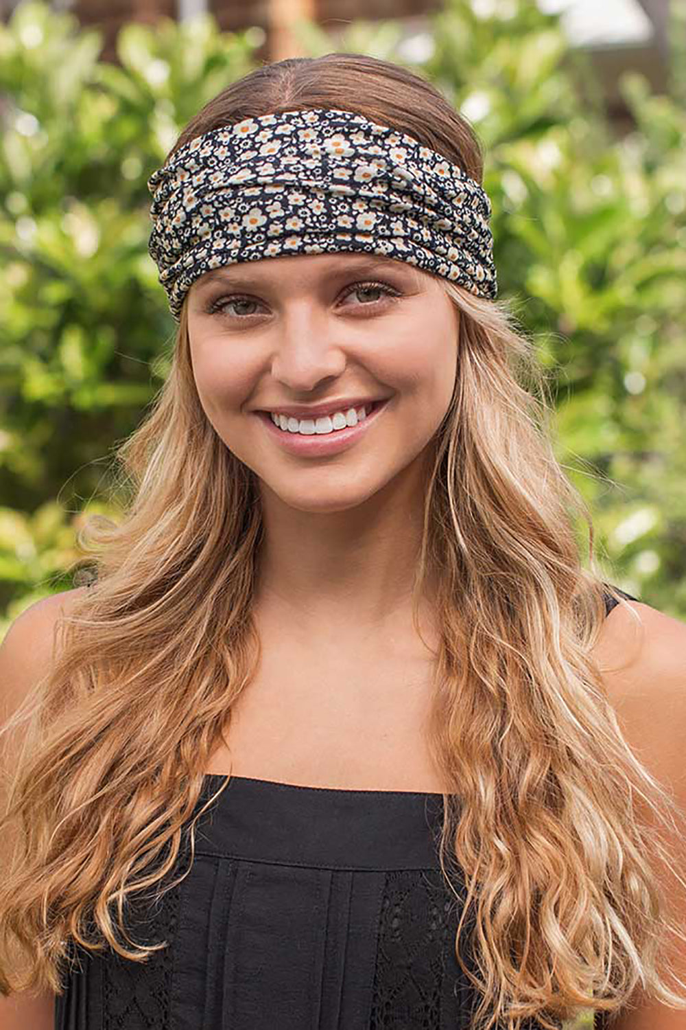 Black Cream Floral Print Boho Bandeau - Natural Life