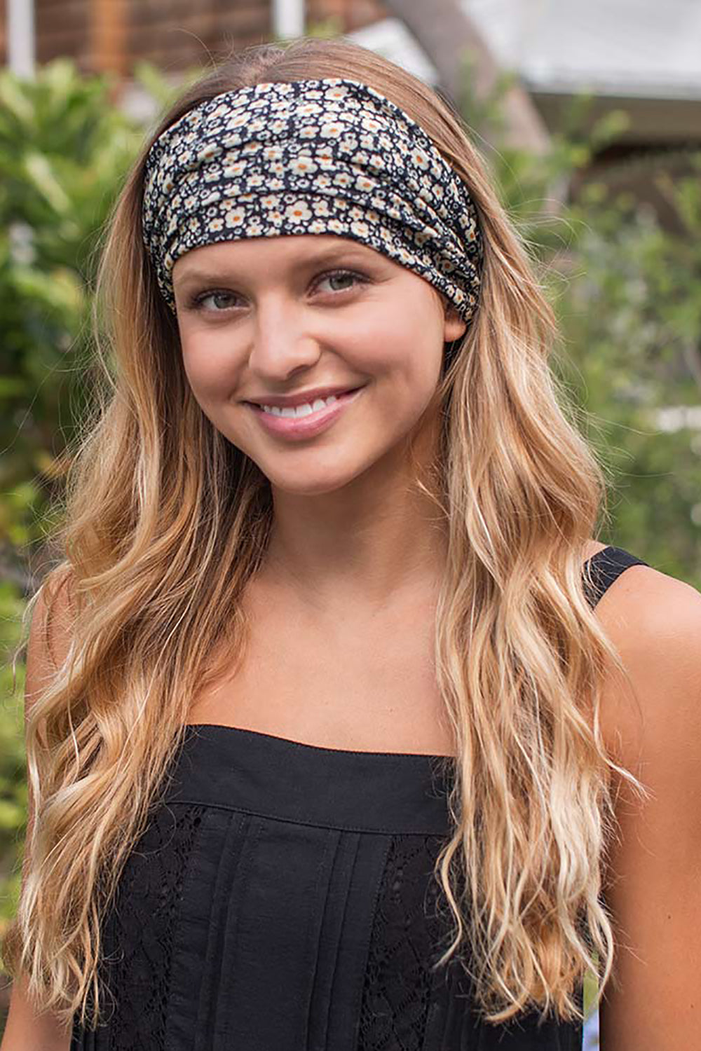 Black Cream Floral Print Boho Bandeau - Natural Life