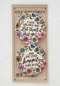 Wise Girl Set of 2 Car Coasters - Natural Life