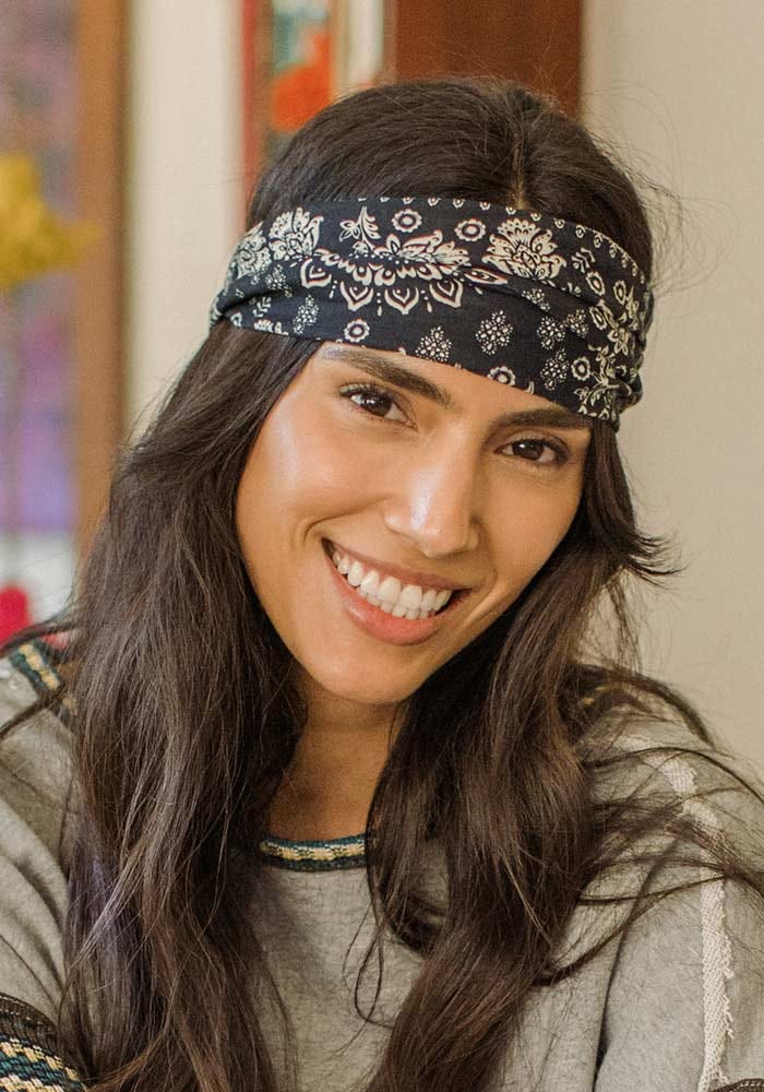 Black Cream Mandala Half Boho Bandeau - Natural Life