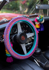 Rainbow Border Steering Wheel Cover - Natural Life