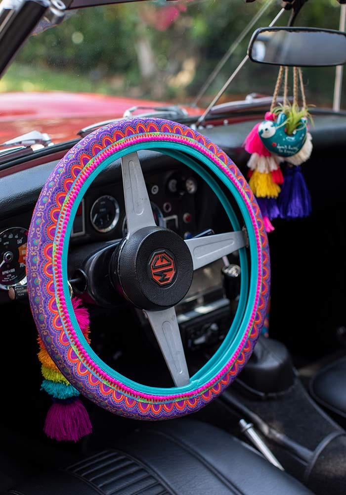 Rainbow Border Steering Wheel Cover - Natural Life