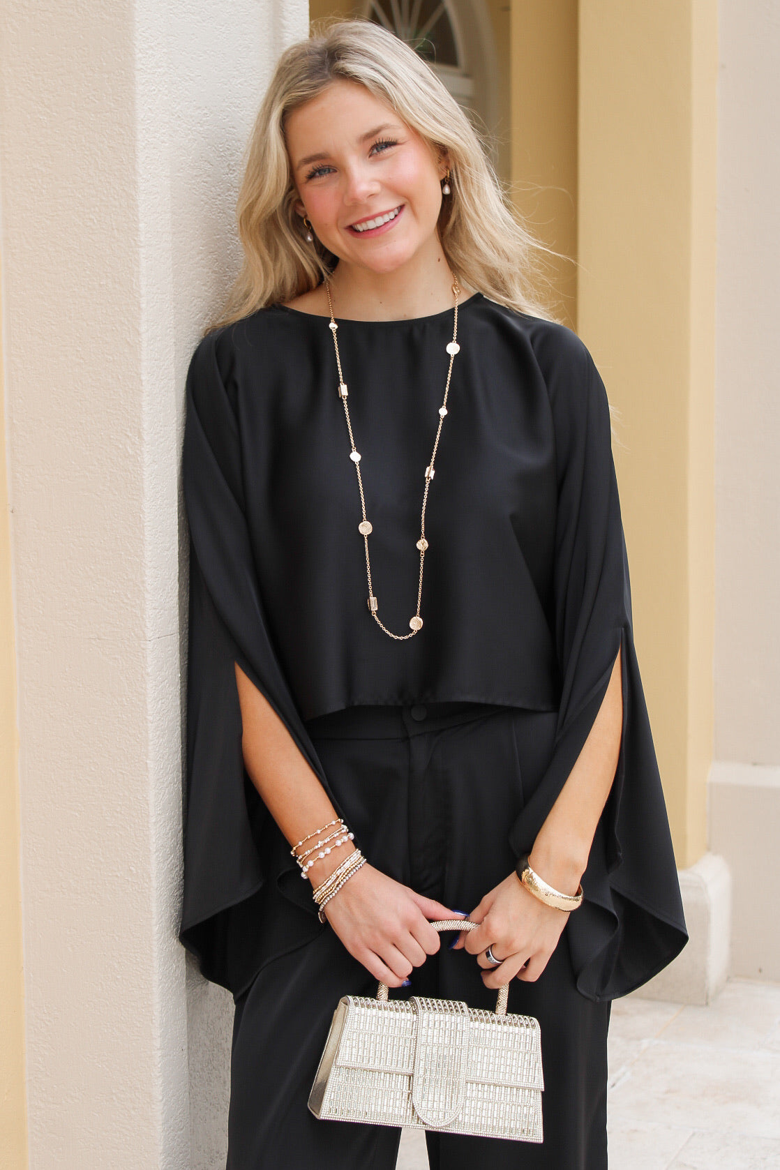 Unspoken Elegance Crop Top - Black