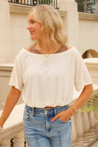 Sadie & Sage: Sand Toys Layered Tank & Tee - Oatmeal Mocha
