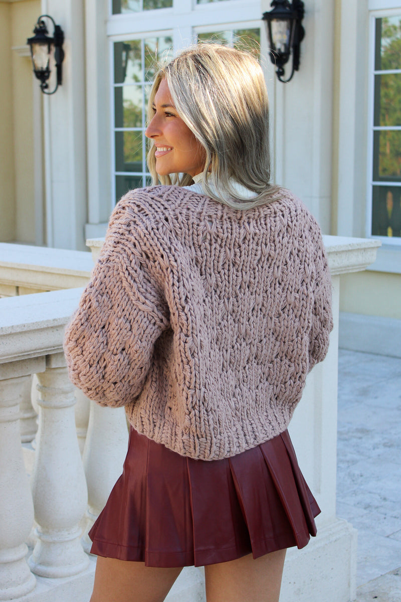 This & That Chunky Cardigan - Light Taupe