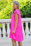Ready To Travel Ruffle Tiered Dress - Hot Pink