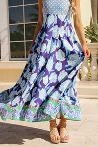 Ocean Air Floral Maxi Dress - Royal Blue