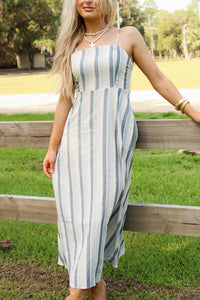 Sadie & Sage:  Sweetgrass Stripe Midi Dress - Blue Multi