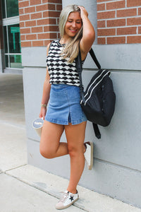All For Fun  Denim Skort - Medium Wash