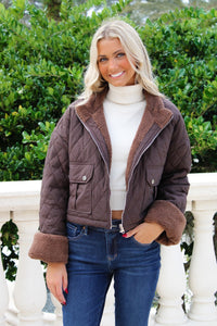 Ashton Quilted Reversible Jacket - Coffee