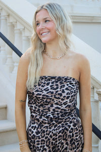 Wild Ambition Leopard Tube Top - Brown Multi