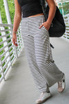 Stay On Track Wide Leg Pants - Black/White