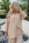 Sandy Beach Trips Button Down Top - Sand