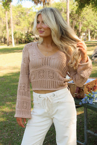 Sadie & Sage: Liquid Soul V-Neck Sweater - Taupe