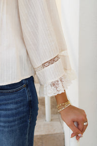 Delicate Intentions Lace Trim Top - Cream