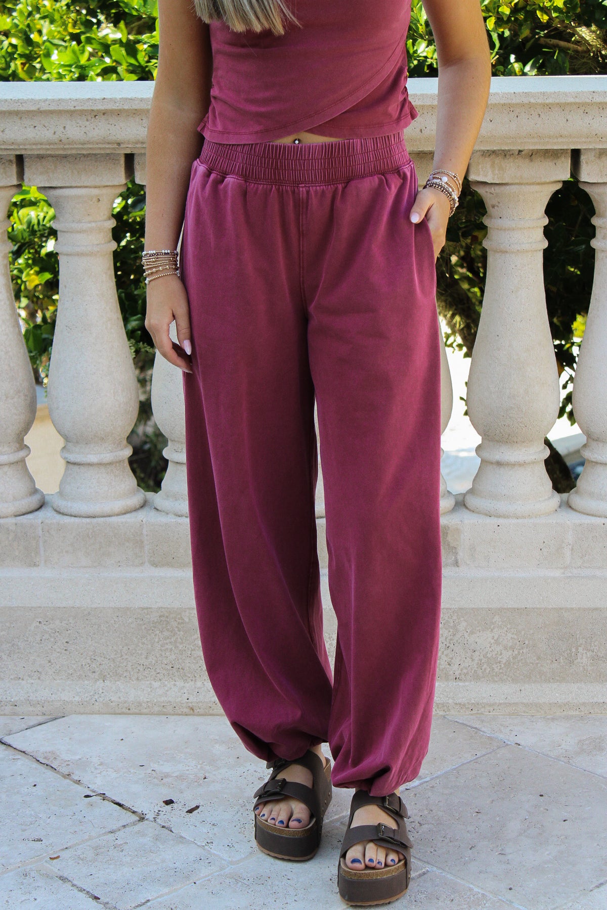 Keepin' It Trendy Jogger Sweatpants - Winterberry