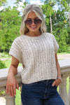 Moving Ahead Cable Knit Sweater - Oatmeal Melange