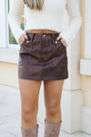 Frontier Edge Patch Pocket Mini Skirt - Rustic Brown