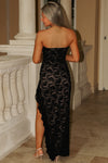 Timeless Elegance Lace Slit Maxi Dress - Black