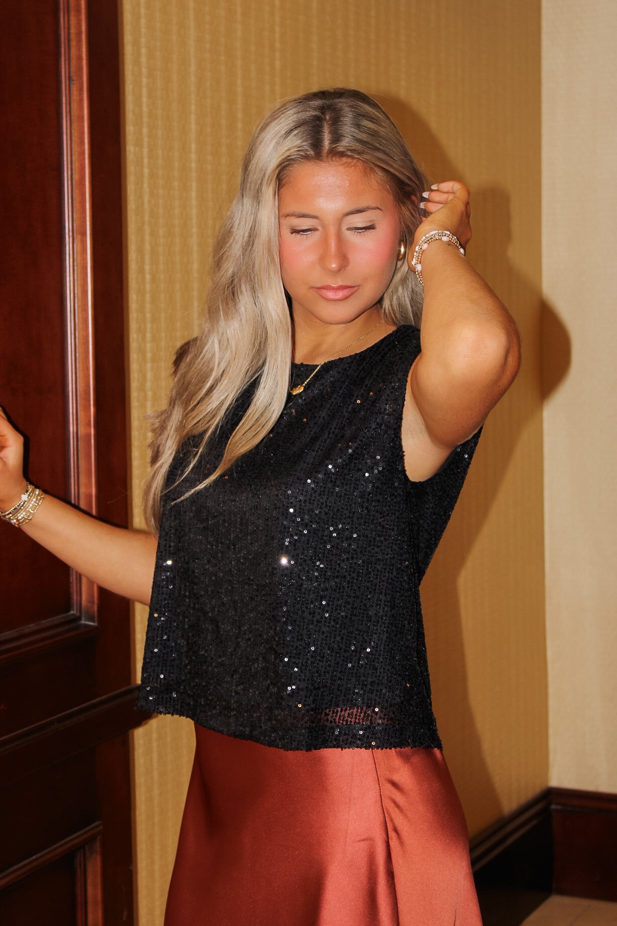 Shimmer & Shine Sequin Top - Black