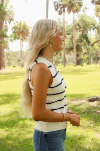 Dear John: Sarina Top - Black Iris Stripe