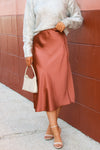 Evening Poise Satin Mini Skirt - Copper