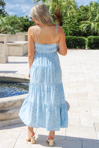 Finding My Way Tiered Midi Dress - Lt. Blue