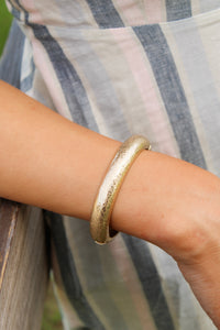 Jesse Hinge Bangle Bracelet - Worn Gold