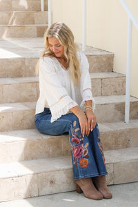 Delicate Intentions Lace Trim Top - Cream