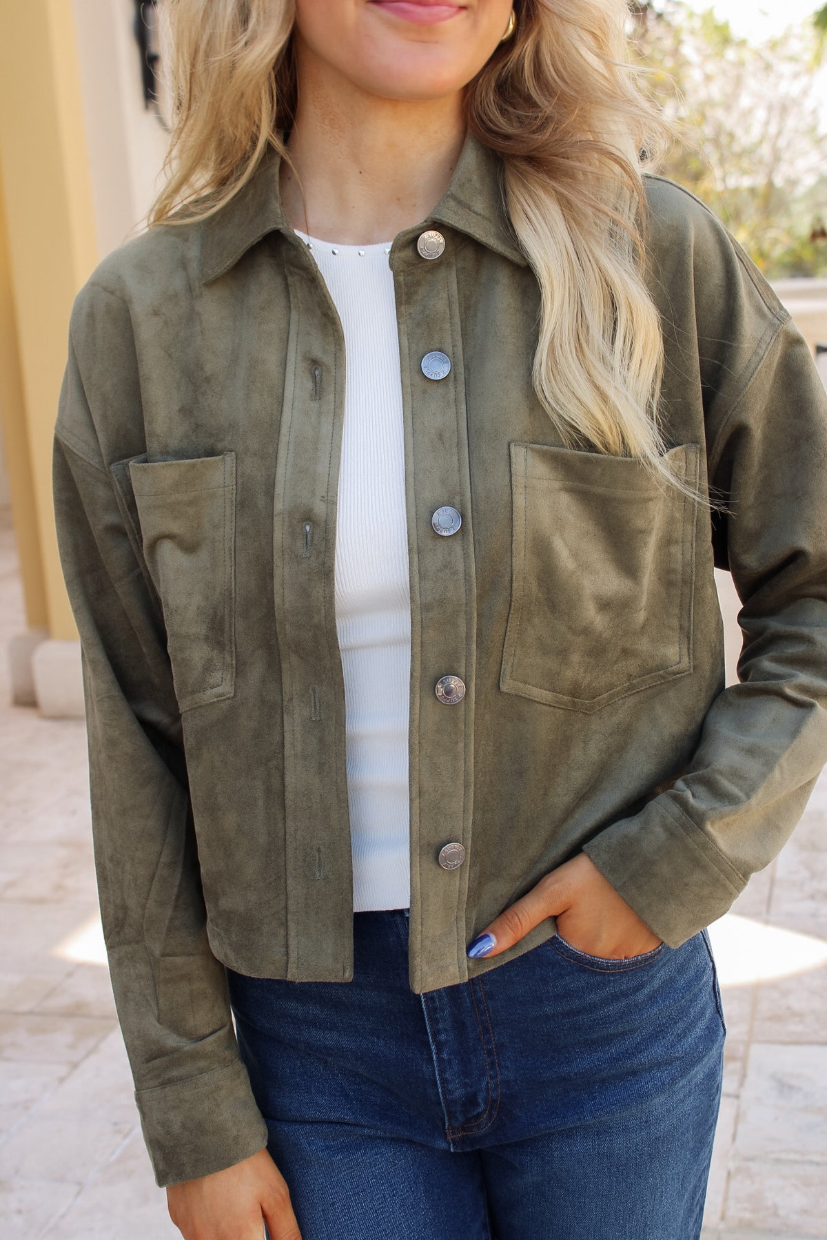 Z Supply: All Day Cropped Suede Jacket - Monstera