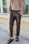Midnight Edge High Waisted Leather Pants - Brown