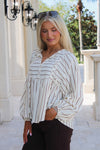 Chasing You Tie Front Striped Top - Coco
