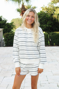 Z Supply: Stand Out Striped Sweatshirt - Cloud