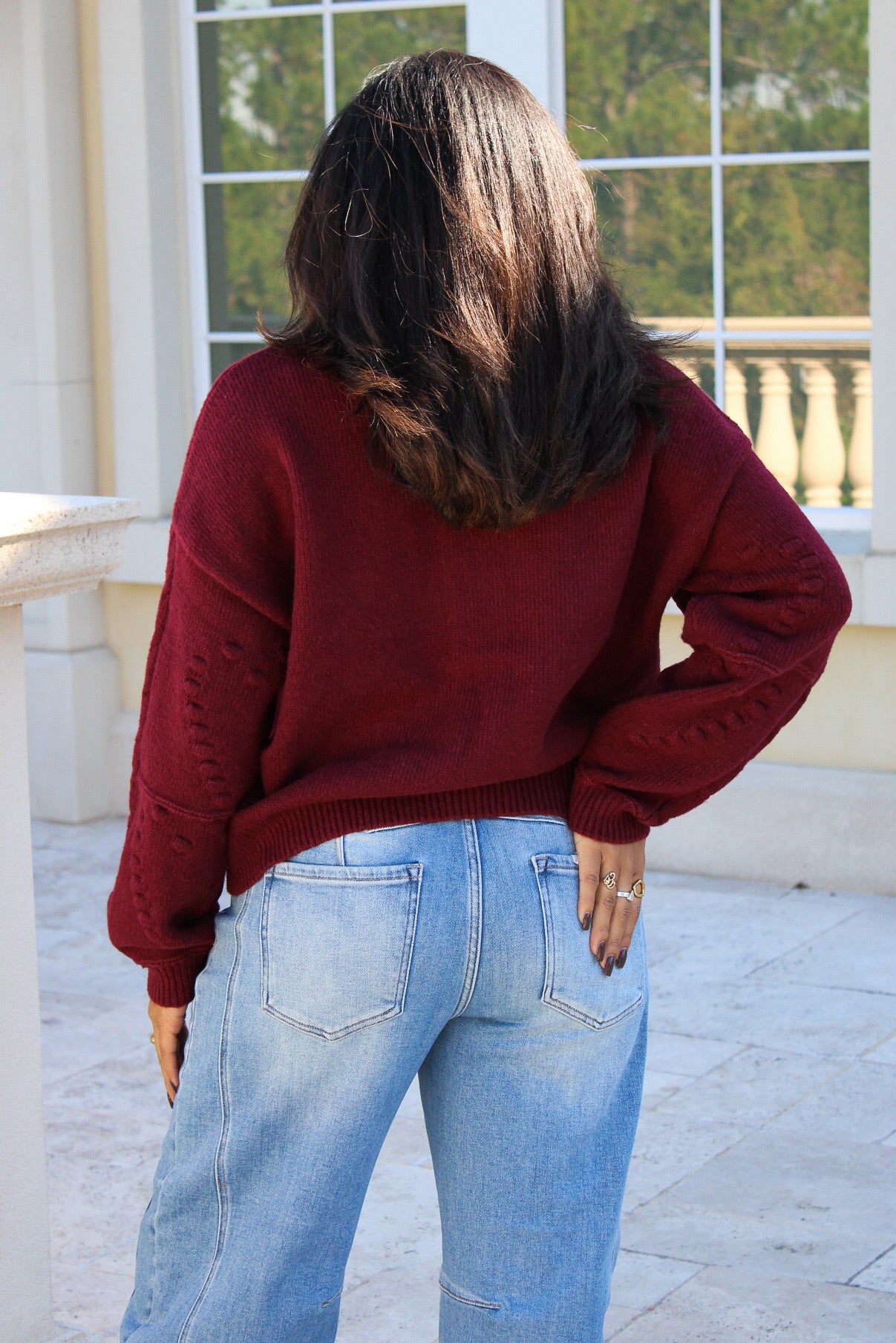 Warm Embrace Heart Sweater - Burgundy