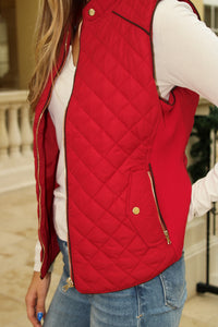 At The Lodge Quilted Padded Vest - Red