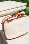 The Taylor Buckle Straw Crossbody Bag - Tan