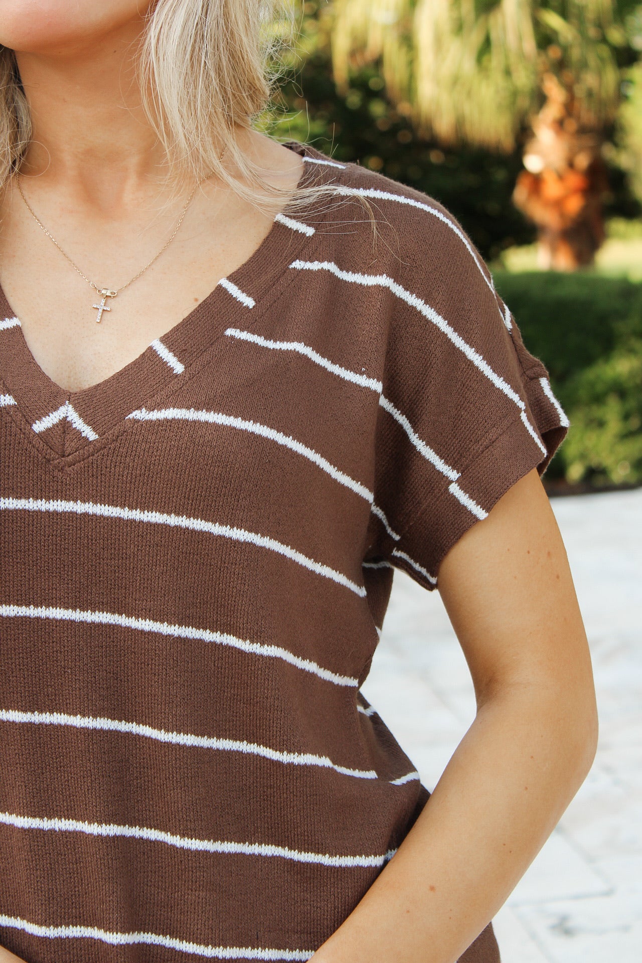Casually Yours V-Neck Knit Top - Brown