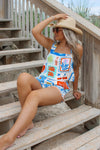 Seashore Days Square Crop Neck Top - Multi